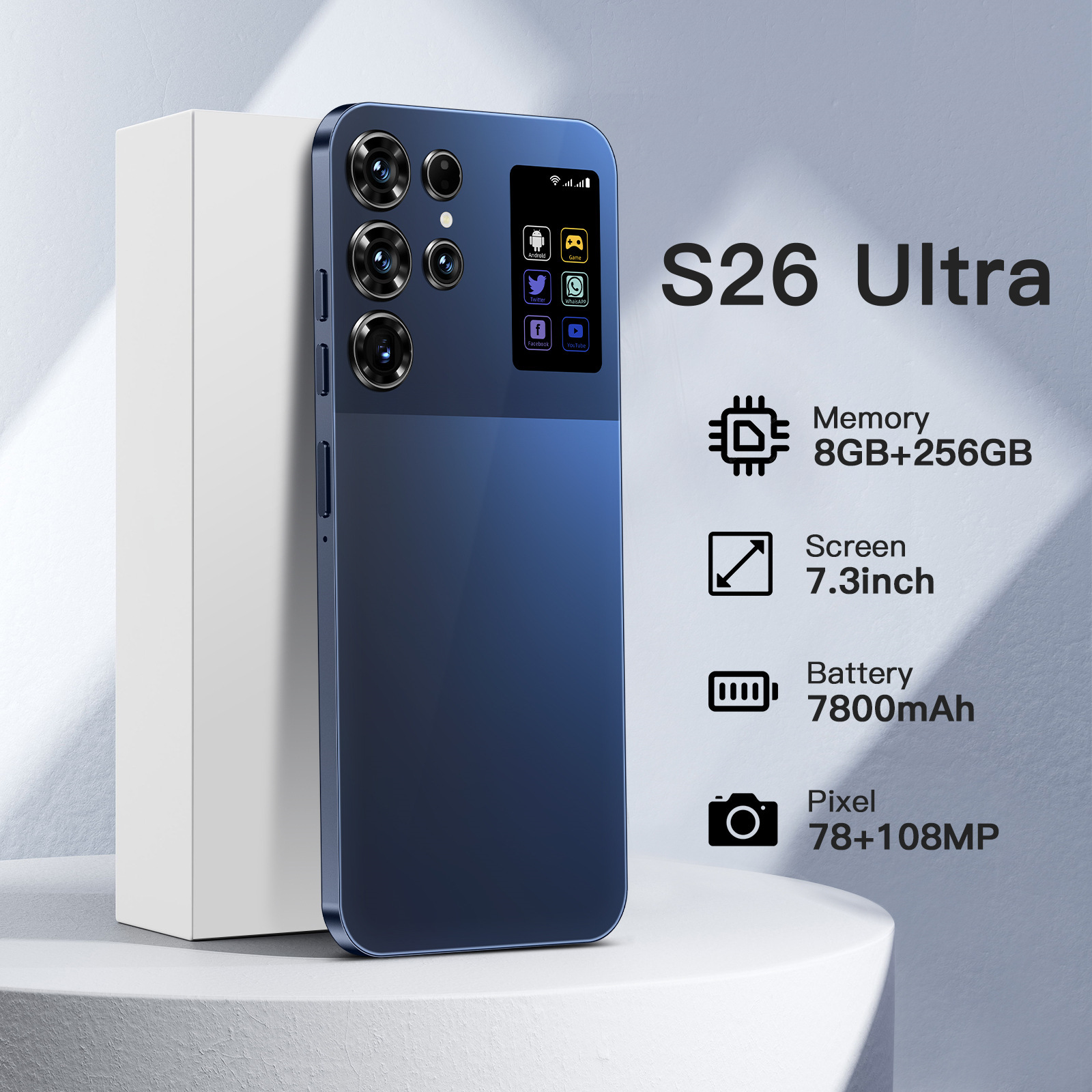 Трансграничный мобильный телефон s26ultra оптовая продажа с фабрики перфорированный смарт-телефон с большим экраном «все в одном» сеть 4G внешняя торговля смартфон - Правила Австралии и Австралии [Примечания к заказу] [Домашнее использование не поддерживается]/чёрный