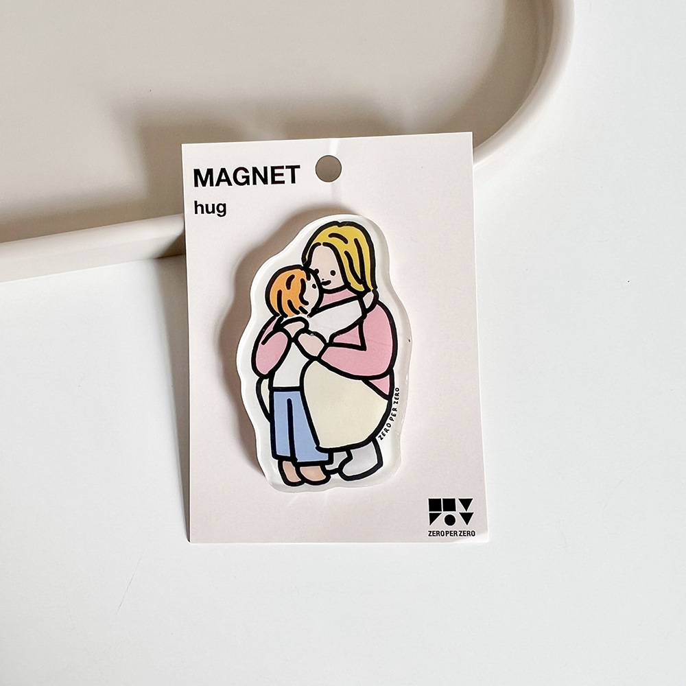 Корейская семья Zeroperzero родители иллюстрация холодильник с акриловым магнитом - Магнитная наклейка hug