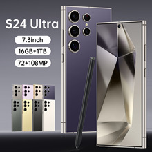 Популярный трансграничный мобильный телефон S24Ultra true 4G от TK, глобальная версия, смартфон с 7,3-дюймовым экраном и прямым углом, поставляется непосредственно с завода - Европейские правила ЕС [Внутреннее использование или продажа запрещены]/Титановый черный