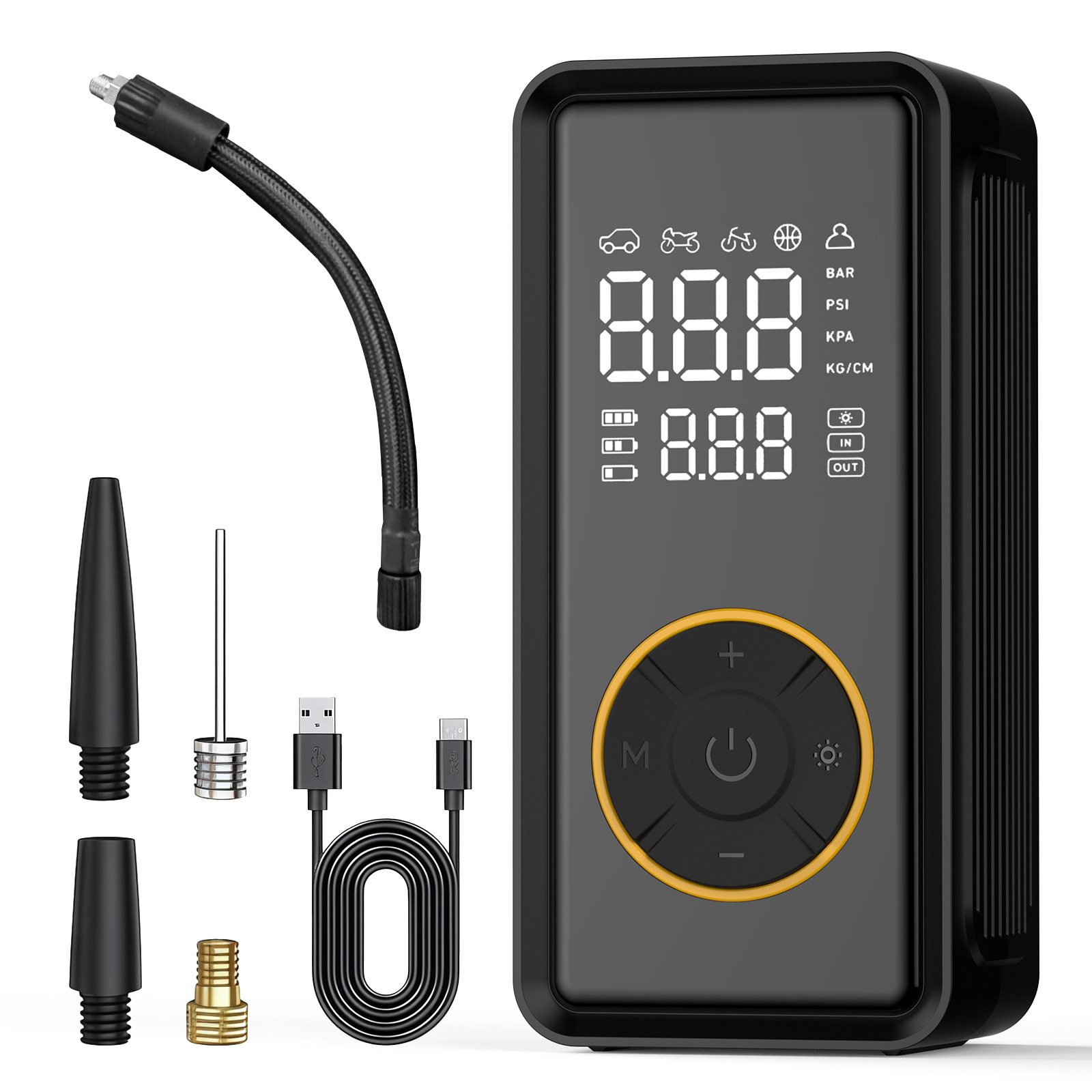 车载充气泵电动智能双屏数显充电宝便携式汽车轮胎打气泵应急电源 - ATJ-0037充气泵锂电款