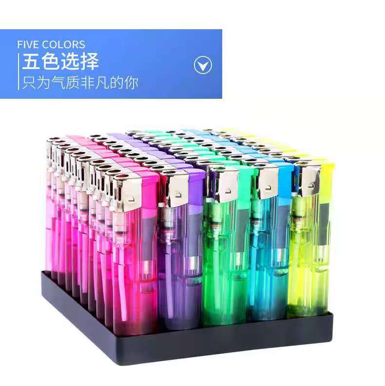 Manufacturer wholesale 721 disposable plastic lighter, transparent open flame, customizable advertising printing, ordinary household fire machine - Transparent 721/50 pieces (randomly ordered without shipping)
