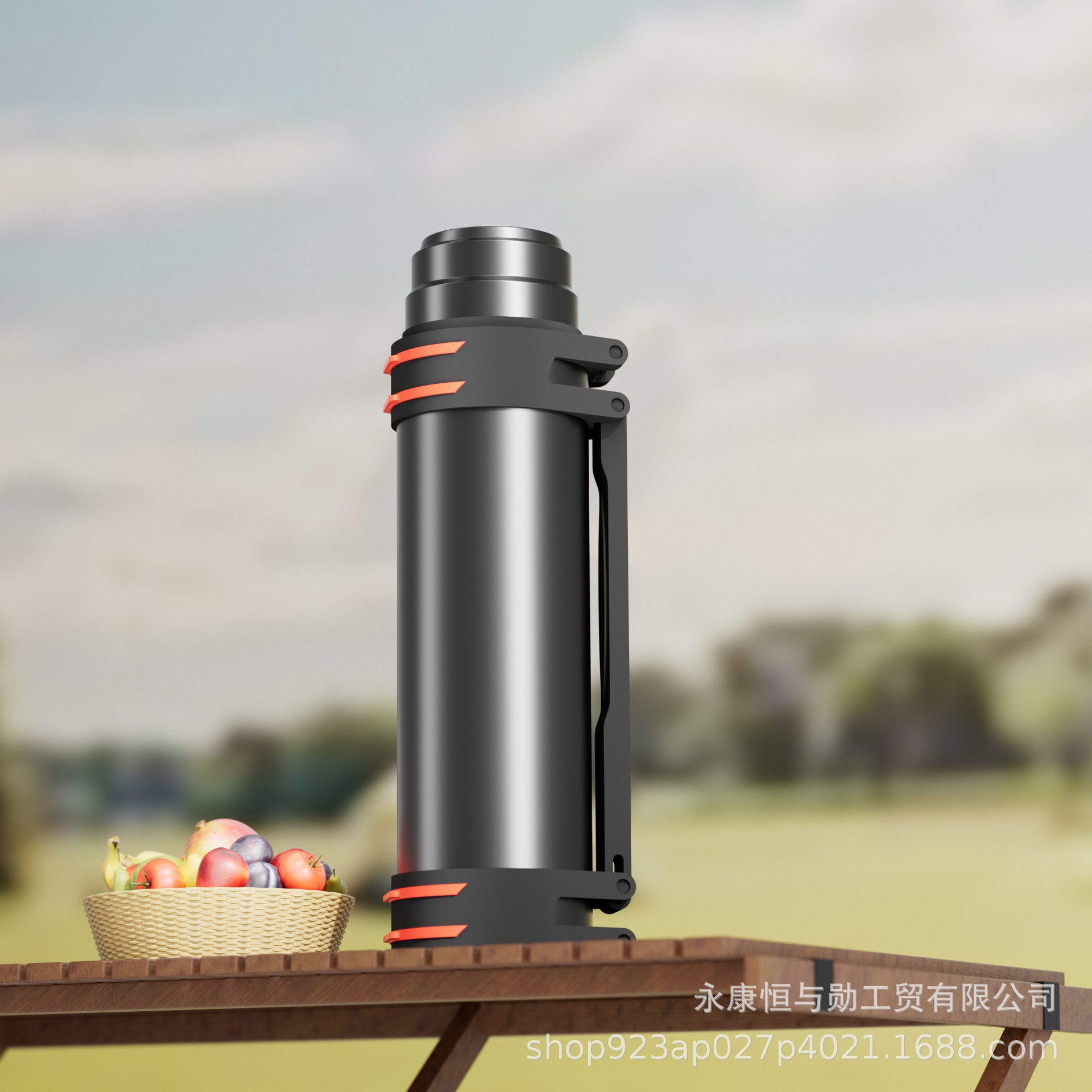 304 Нержавеющая сталь Огромный термос Домашний переносной термос Автомобиль с путешествиями Тушеный чайник - чёрный/1000ml