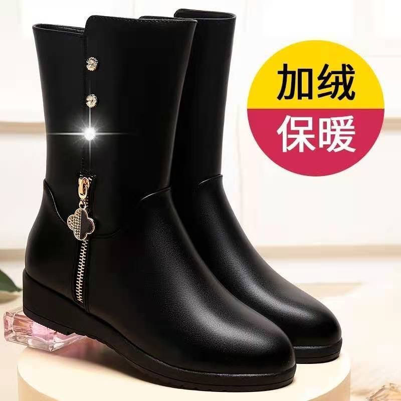 Обувь, обувь, обувь, зима 2025 года, новые бриллиантовые аксессуары, мамины сапоги - Чёрный ворс./Тридцать пять.