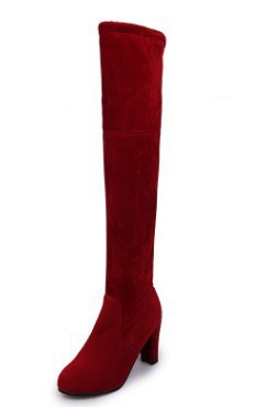 Wish продает новый товар Европа и США сапоги на коленях каблуки и дамские сапоги - красный/Тридцать пять.