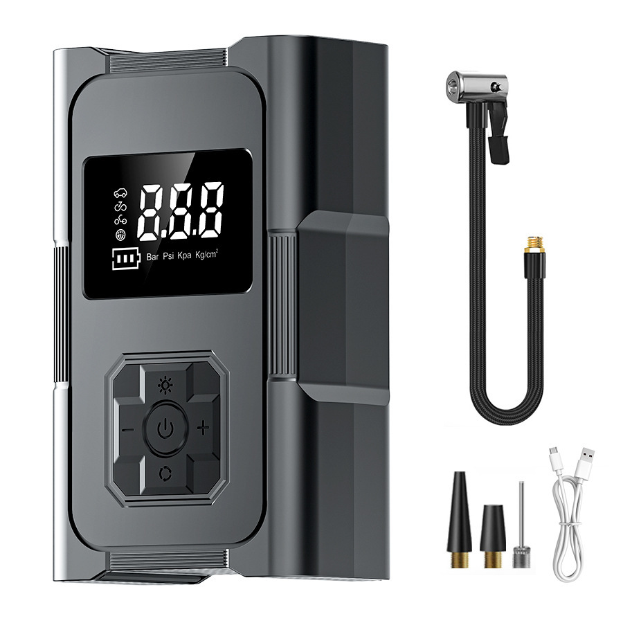 Автомобильный надувной насос Электроинтеллектуальный пневматический насос Переносная шина с измерительной шиной - Цифровой сверхбыстрый зарядный насос/чёрный