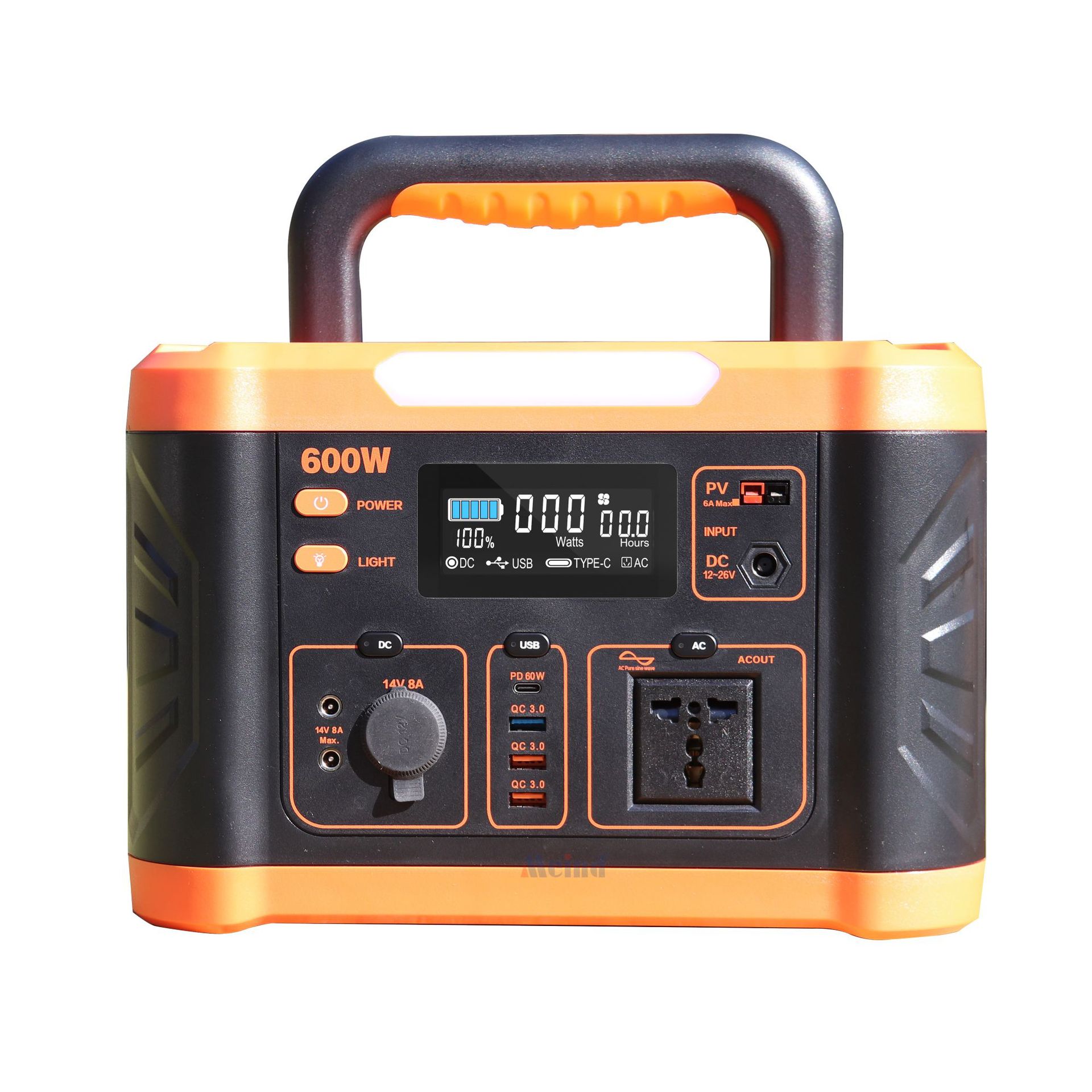 Портативный источник энергии для хранения энергии на открытом воздухе 500W 220V110V Чистая синусоидальная волна - 500 Вт