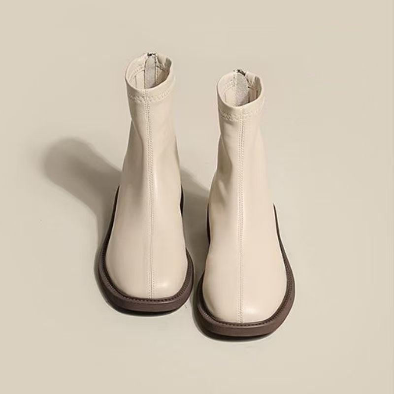 Сапоги без колен Женщины Осень 2025 года Сапоги хаки пуховые острые сапоги дети толстые и тонкие складки куча ботинок - # # Белый/Тридцать пять.