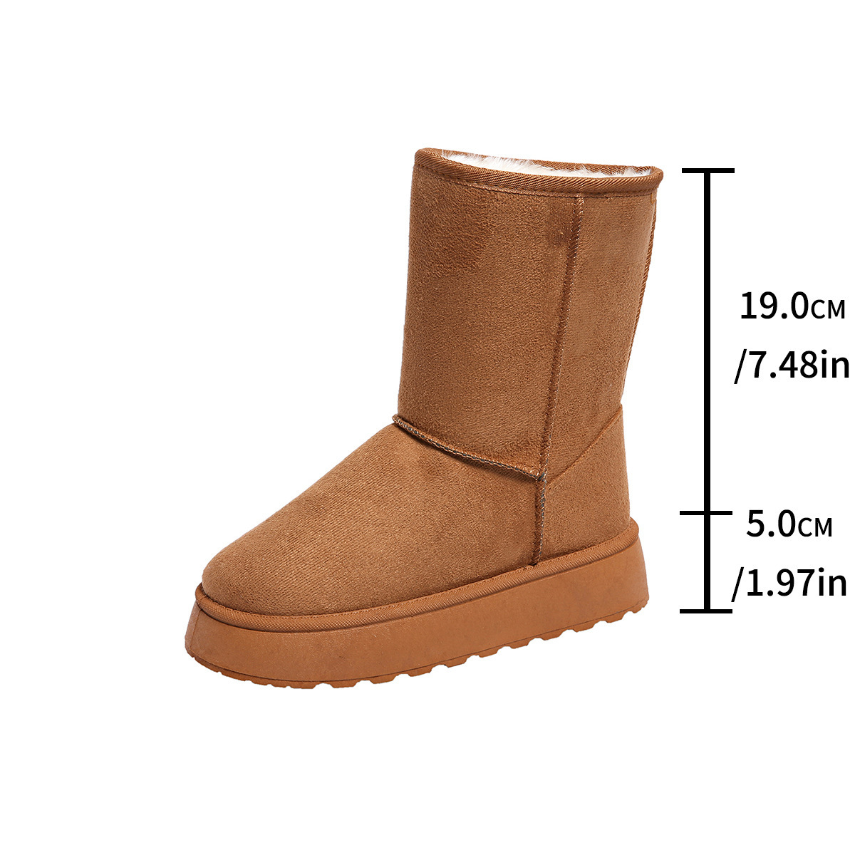 Thick soled snow boots for women in winter with plush and thick cotton shoes, 2025 new warm fur integrated midsole blood snow boots - camel/thirty-six