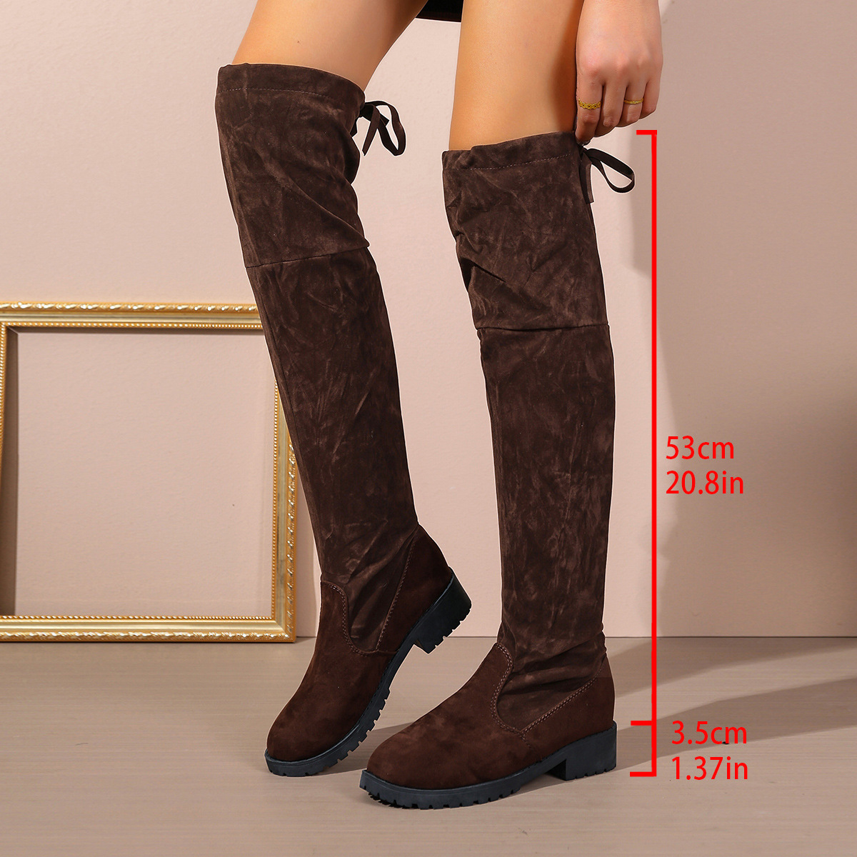 2025 autumn new style slim high tube knee high versatile temperament high tube long boots manufacturer direct sales foreign trade cross-border women's shoes - brown/thirty-five