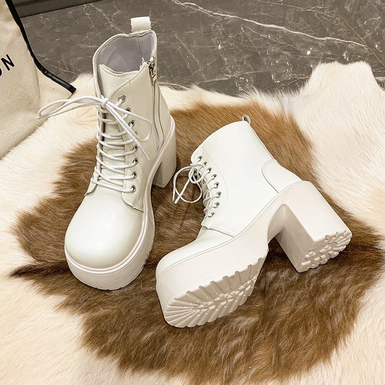 Обувь Martin Осень 2025 Новые кожаные сапоги среднего размера - кремовый/Тридцать пять.