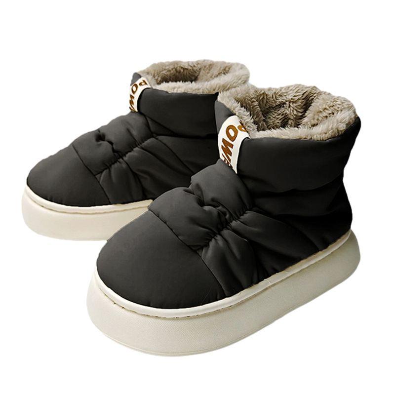 Зимой новые бархатные снежные сапоги женские противоскользящие толстые подошвы педали теплые хлопчатобумажные туфли Студенческие туфли - чёрный/38 - 39 ярдов (для ног 37 - 38)