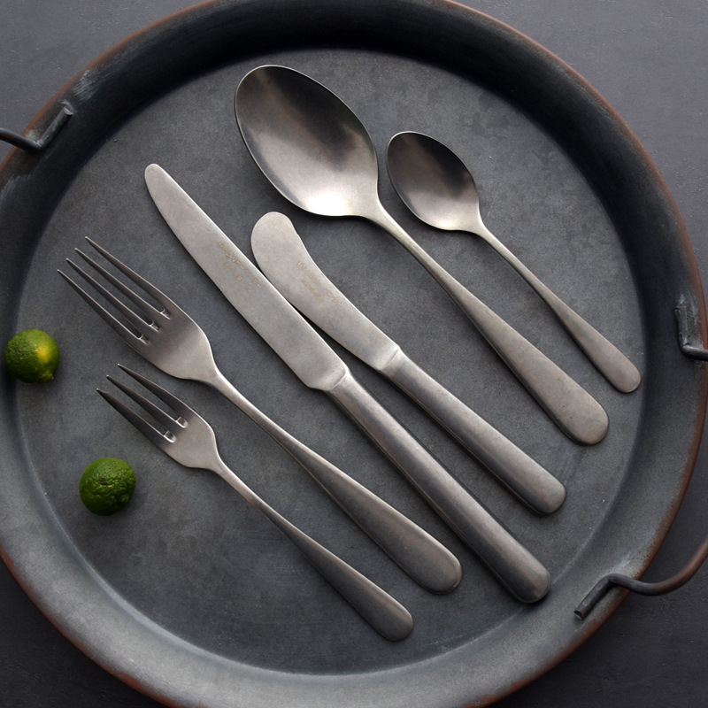 Осень и лето LAN Capenta Серебро классический ретро - комфорт руки стейк нож вилка фруктовый десерт ложка - Стейк - нож