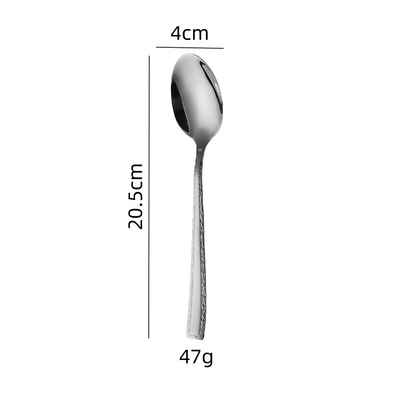 Нержавеющая сталь позолоченная Западная посуда нож вилка ложка десерт ложка квадратная рукоятка кружева стейк нож вилка ложка столовый набор - Настоящая ложка