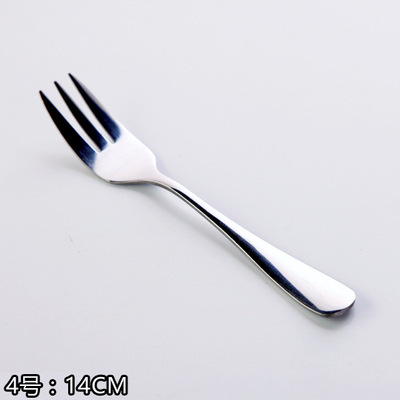 Толстая нержавеющая сталь вилка вилка для взрослых столовая посуда западная кухня стейк вилка вилка домашняя творческая вилка ложка десерт не вышитая сталь - Номер 4 * 14cm
