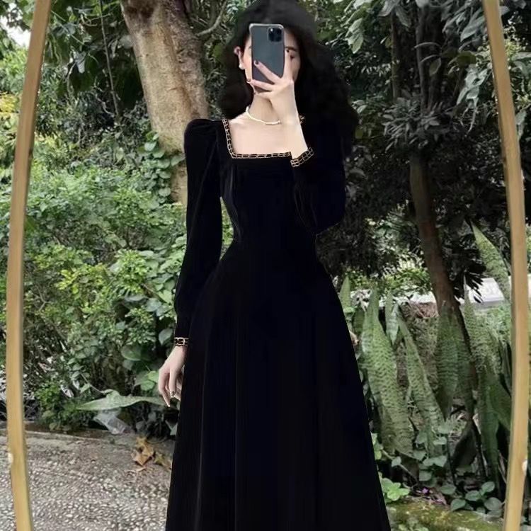 Большое толстое mm чувственное платье женское осень зима французский ретро - Цвет изображения/М [рекомендация 80 - 100 кг]