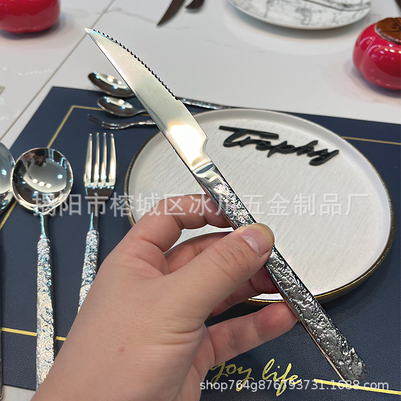 Посуда нож вилка два набора ножей и вилок ложка стейк нержавеющая сталь Западная кухня Европейская роскошь - Стейк нож (420)