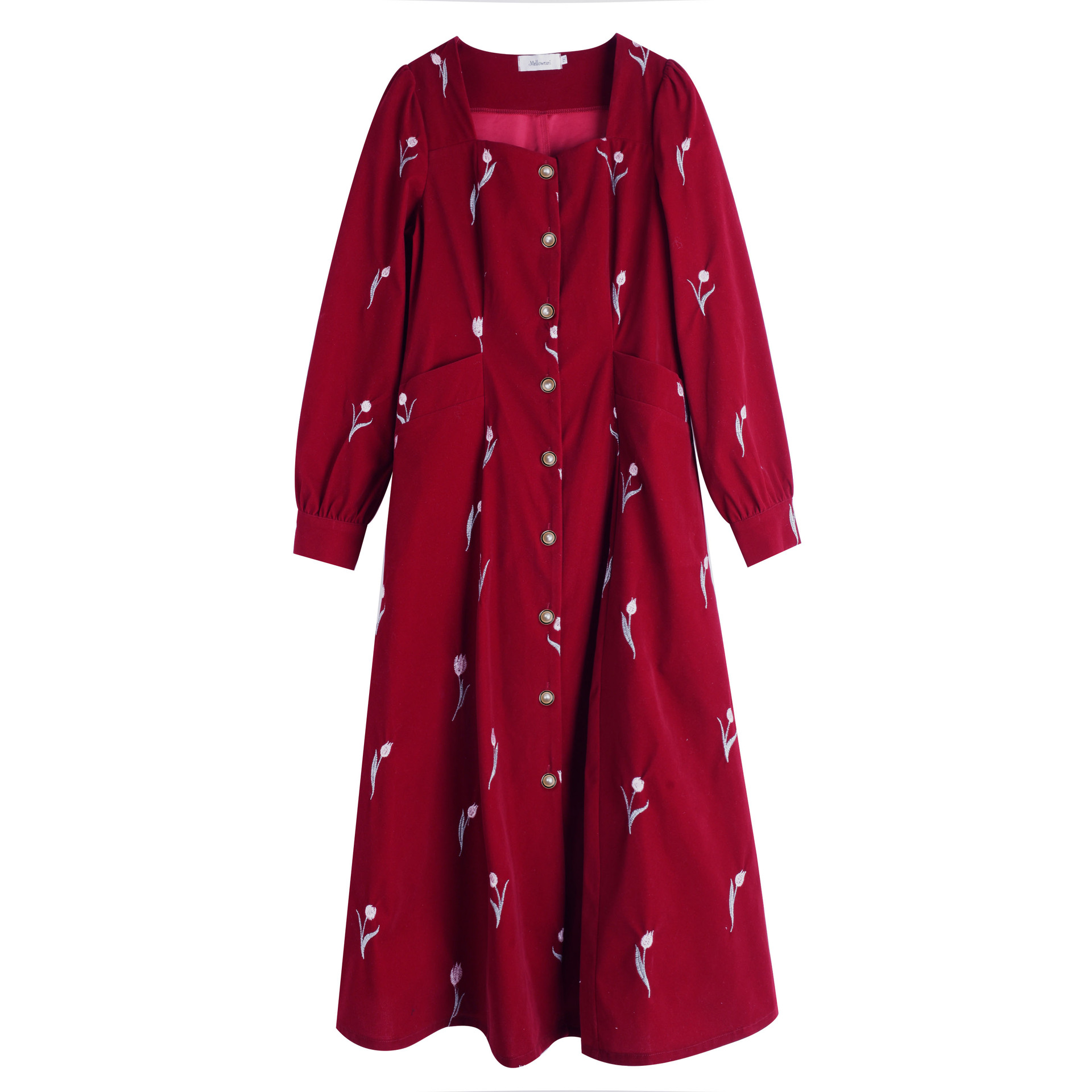 Платье K3194, зимняя новогодняя атмосфера, ярко - красная французская женская одежда, толстая юбка MM - красный/1XL