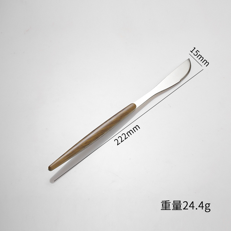 Паутина красная португальская посуда деревянная рукоятка нержавеющая сталь нож вилка ложка набор столовая посуда столовая посуда десертная ложка стейк нож оптовая торговля - Настоящий цвет - нож для еды