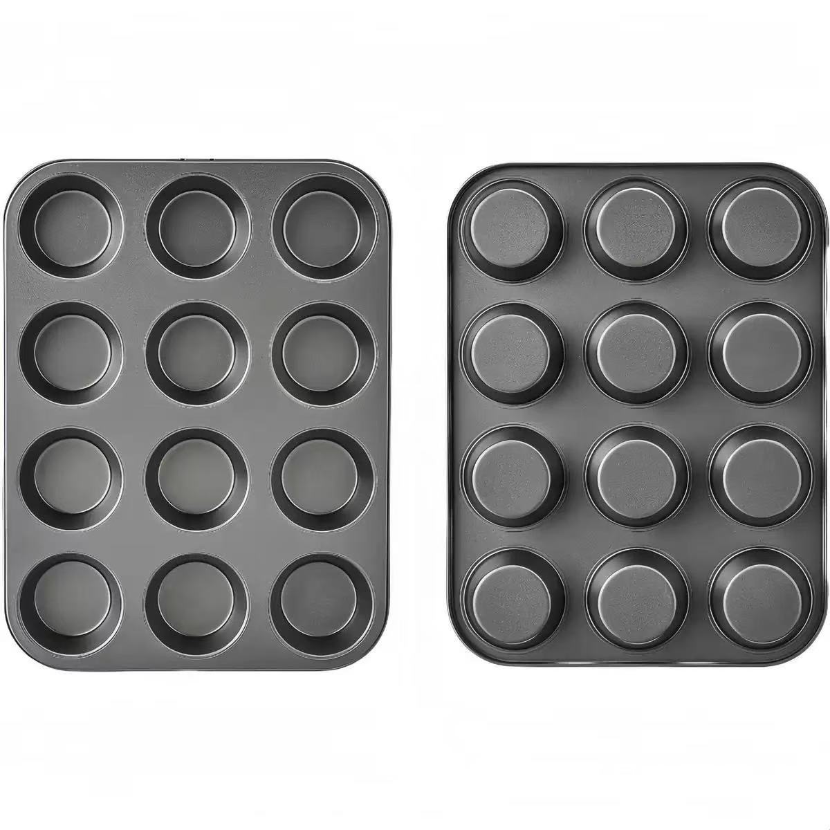 Оптовые формы из углеродистой стали, утолщение, антипригарный торт, 12 - дюймовый гриль, плоское дно, кружка, гриль, яичный пирог, домашний гриль. - Двенадцать оттенков черно - серого.