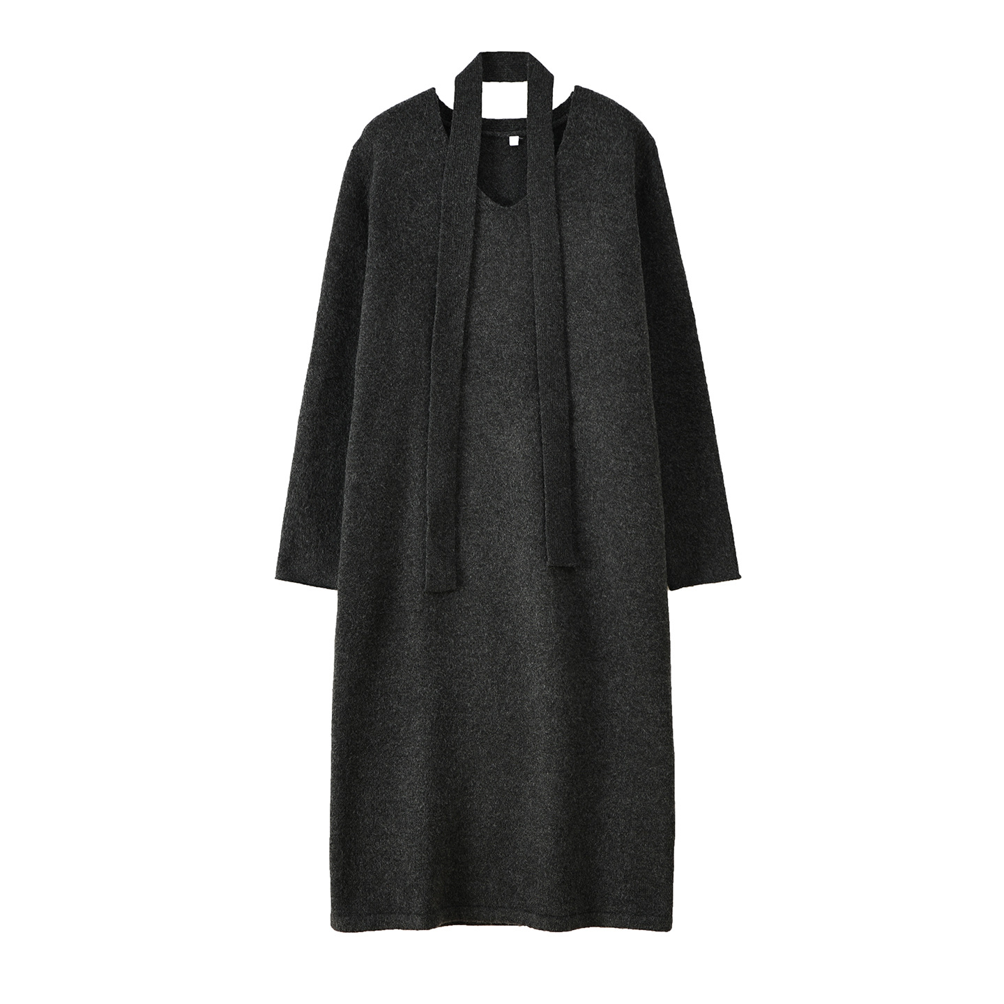 Женский шарф, платье с прямым стволом, зима 2025 Новая свободная тонкая шерстяная юбка 433744 - темно-серый/XL (130 - 150 кг)