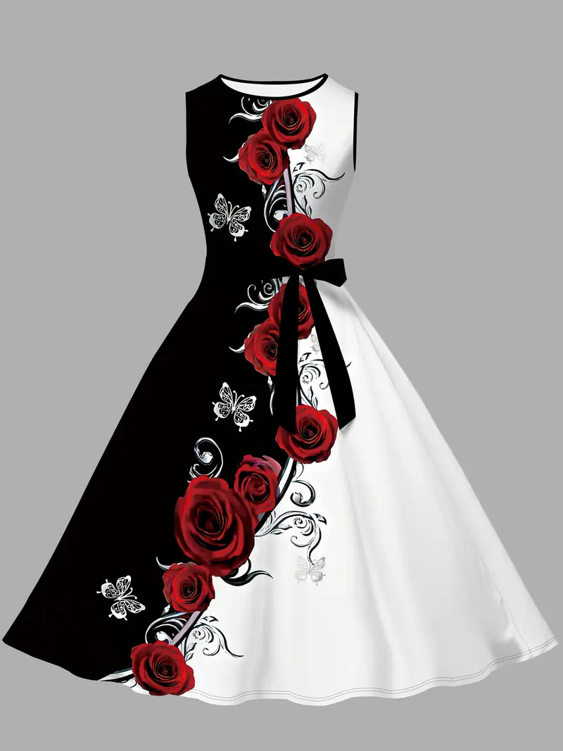 Трансграничная торговля Европа и США Оптовая 3D цифровая печать Яркие цветы Городской темперамент Элегантная женщина - DD25030/S