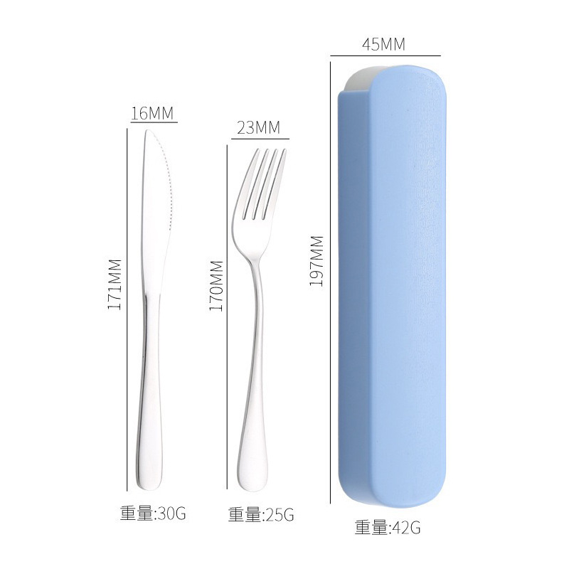 Трансграничная нержавеющая сталь посуда набор ножей и вилок ложка три комплекта отель западная кухня стейк нож и вилка портативный набор подарков - Бесплатный A - синий нож и вилка 2 комплекта