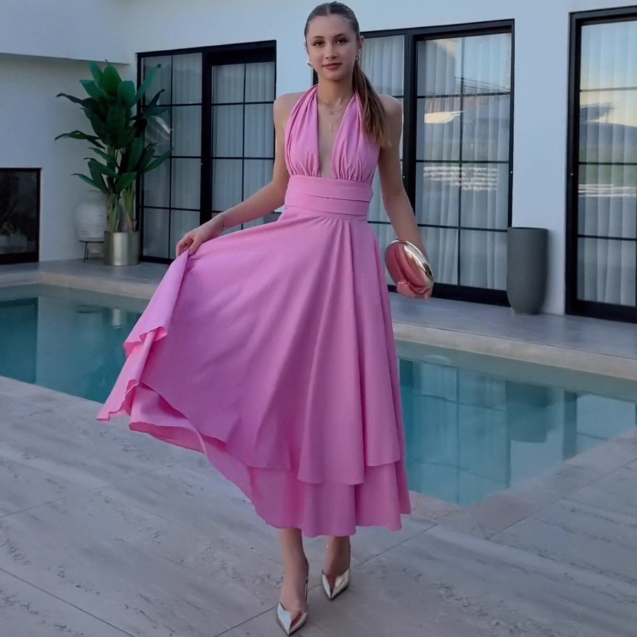 Летом 2025 года Amazon выпустила новое двухъярусное платье на шее - розовый/XS