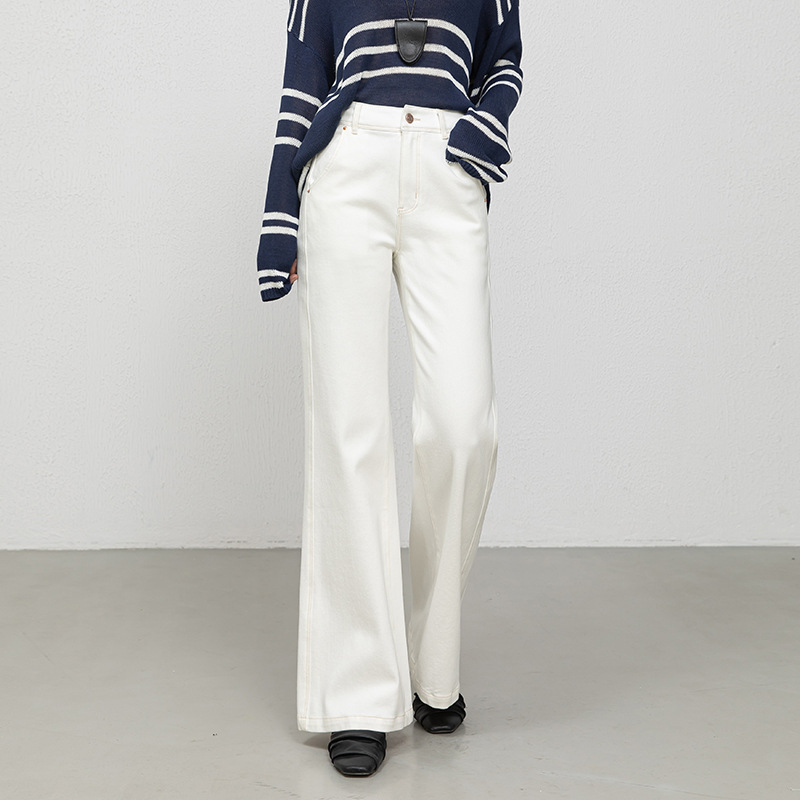 Женские джинсы с высокой талией на тысячу лепестков, новые брюки с четырьмя пулями, свободные и тонкие, 8197 осенью 2025 года - белый/S