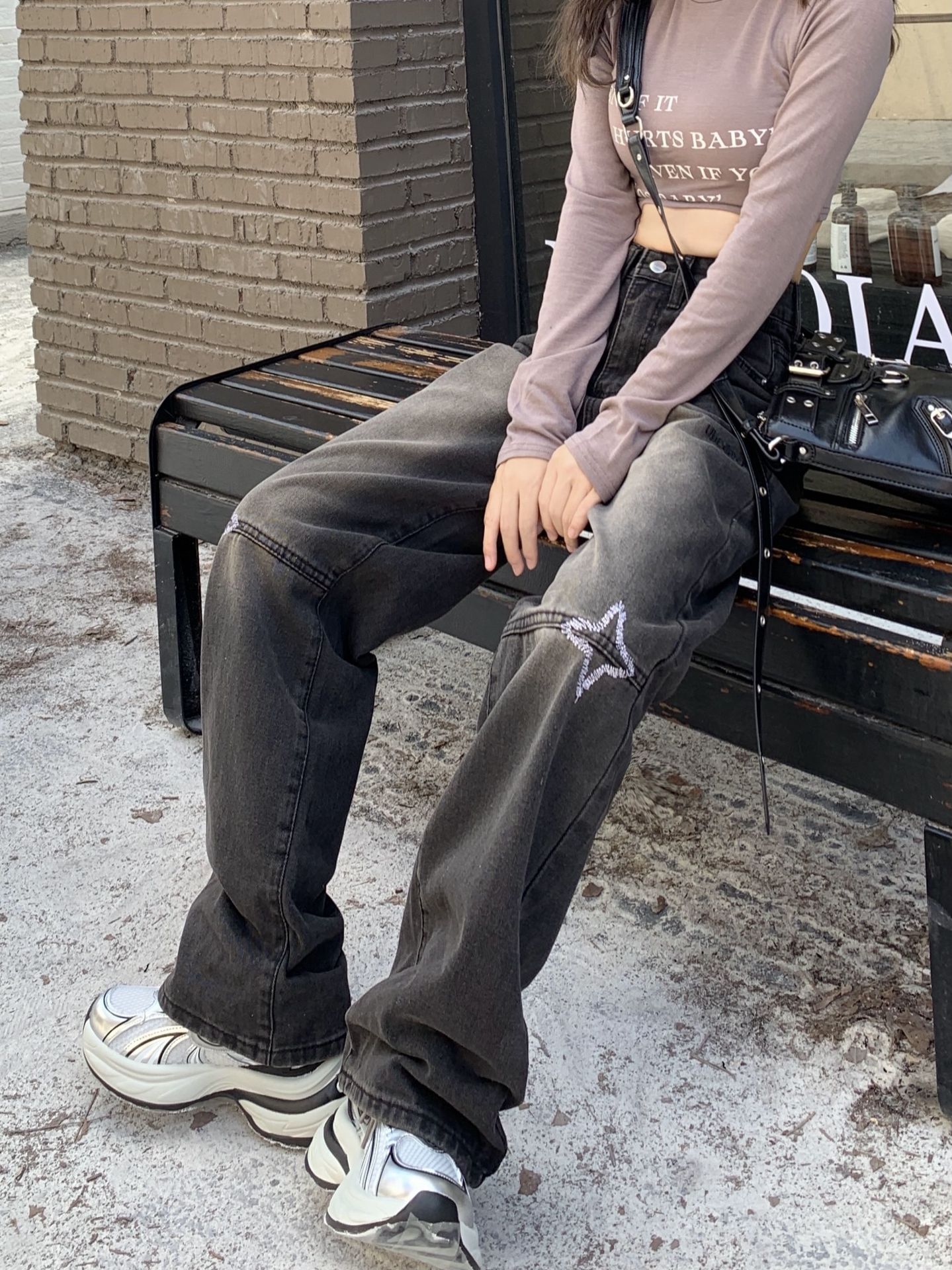 Джинсы женские новые модные ретро - модные американские стрит - шорты, дизайн мягкий и тонкий - чёрный/S