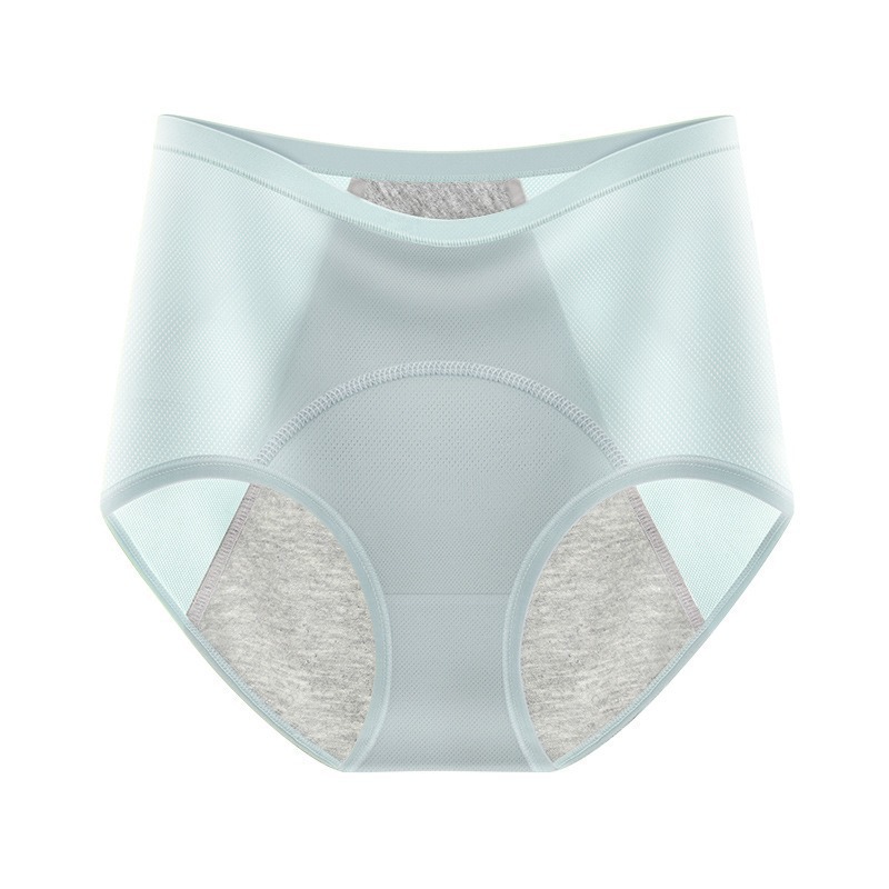 Внешнеторговые женские физиологические трусики менструальный период течь высокая талия сетчатые отверстия тетя гигиенические брюки большой размер 200 - 300 кг. - голубой/M
