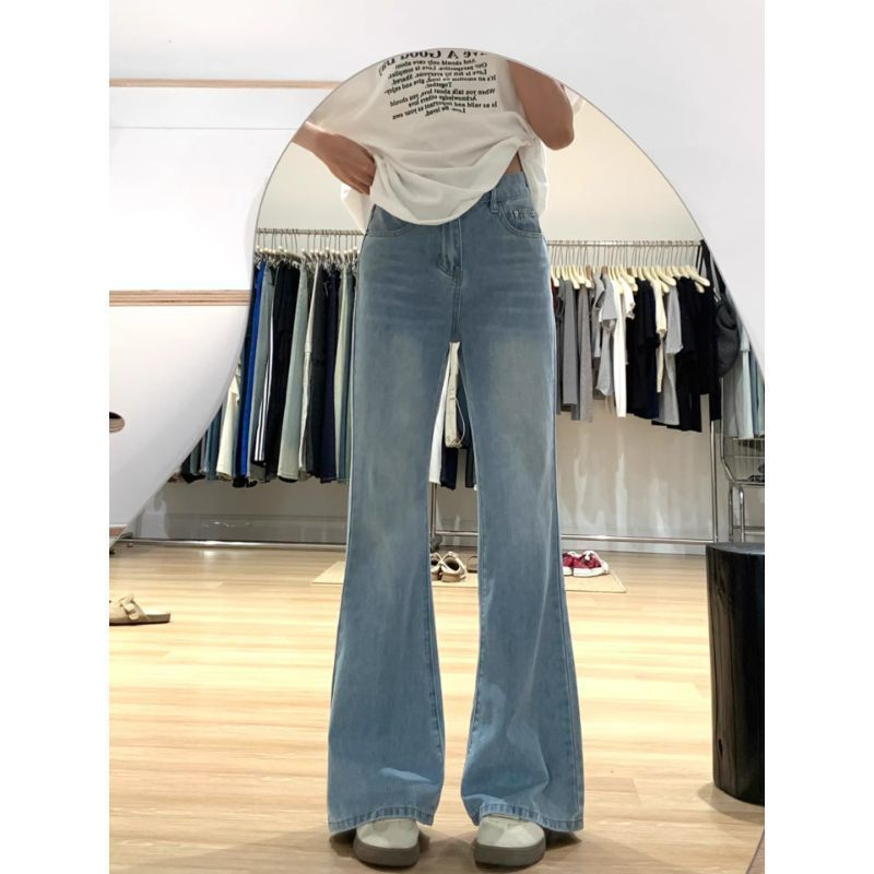 Женские осенние джинсы с высокой талией без ног толстые миллиметровые брюки - голубой/XS (Качество)