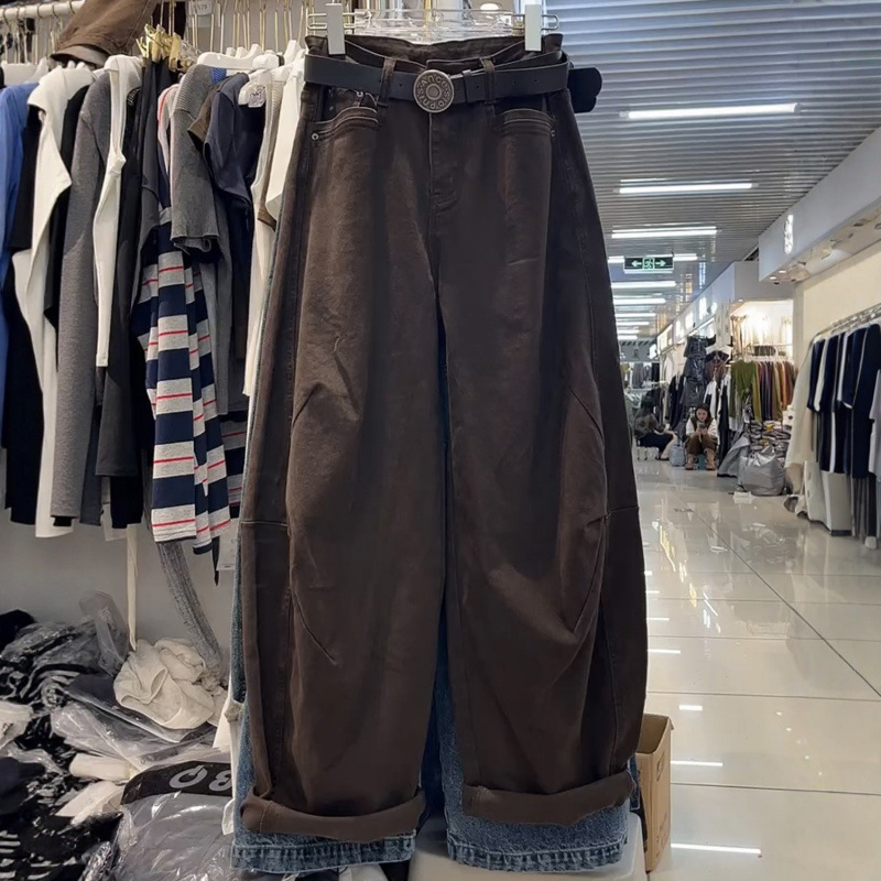 Осень - зима 2025 Новые длинные брюки с длинными длинными ногами и длинными ножками - коричневый/S