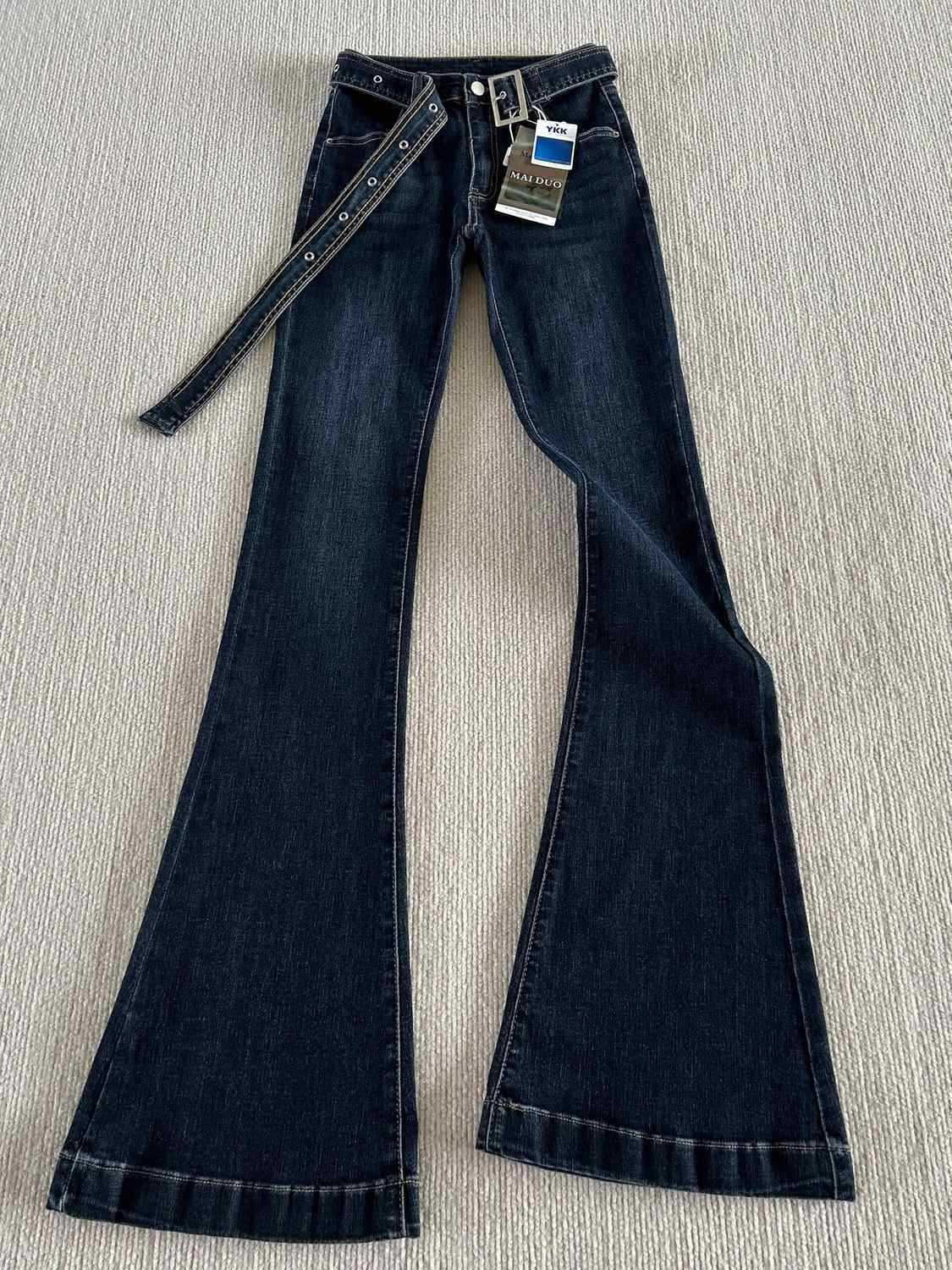 Горячие тёмно - синие джинсы, женские весенние, новые летние, стройные, упругие брюки - синий/XS