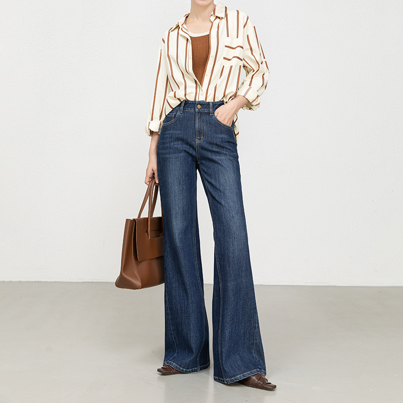 Если осенью 2025 года мы будем играть со всех сторон в джинсы, женские брюки с высокой талией, брюки для отдыха в темно - синем 8120 - тёмно-синий/S