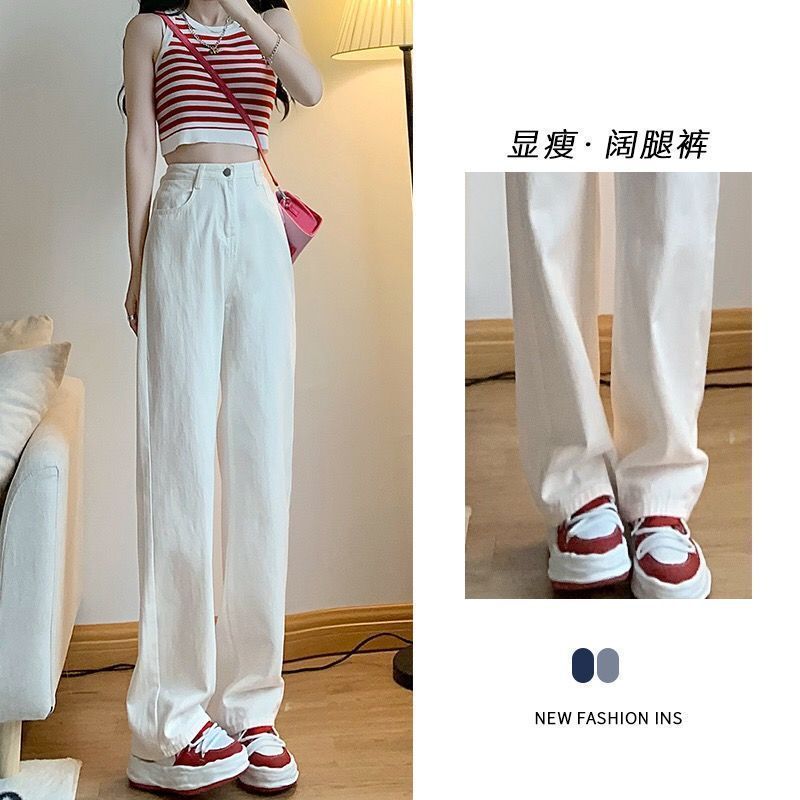 Белые летние тонкие джинсы женские новые осенне - зимние мягкие маленькие летние брюки - [8002 - 9] Белая девятка/2XL [рекомендуется 136 - 145 кг]