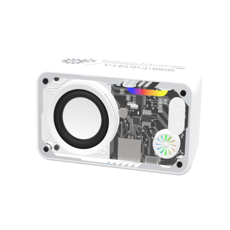 V1 Прозрачная броня Bluetooth Звуковая труба Блестящая беспроводная басовая пушка Рабочий стол Мини - стальная пушка - белый