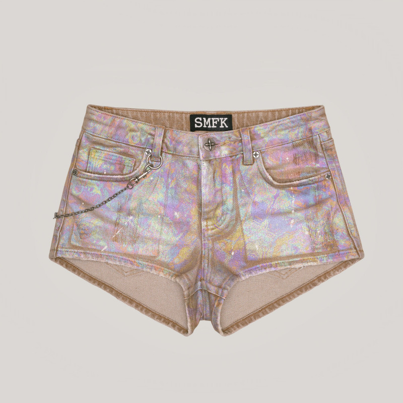 SMFK Дикий континент Слайд Ковбойские шорты с низкой талией (вручную) Дизайн эластичных горячих брюк - Неверливый континент/XS