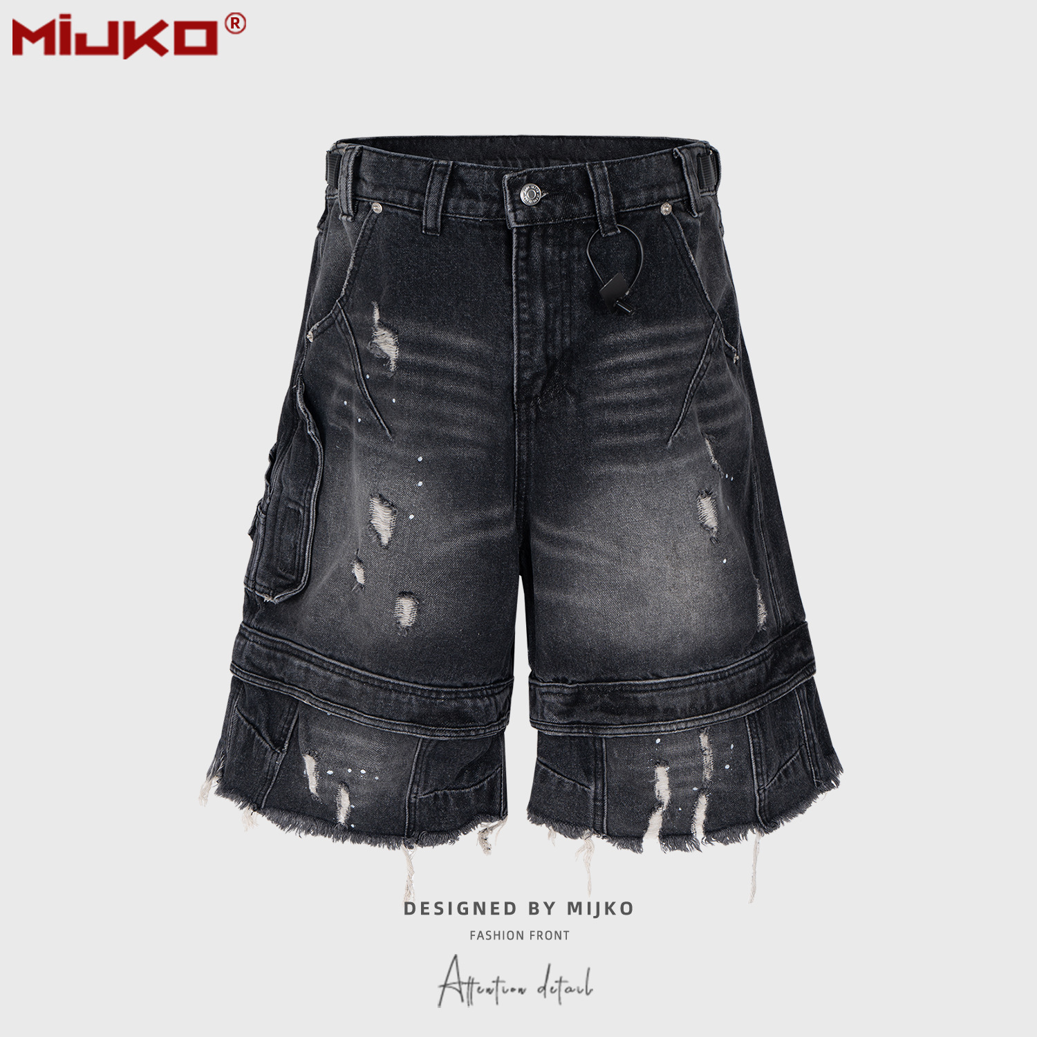 MIJKO Мужская одежда Женщины Весна - Лето Новая одежда Парашютисты 7 очков Джинсы Мужская и Женская кошка - чёрный/M