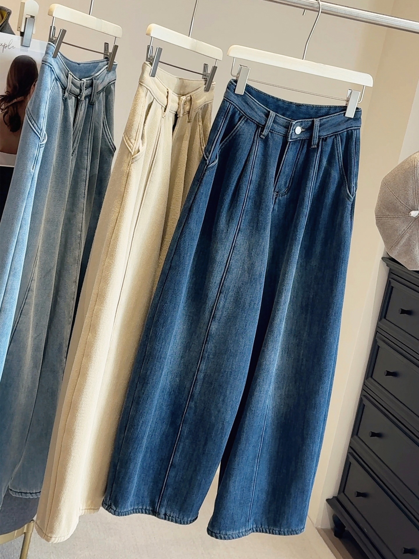 Женские джинсы Woman Winter 2025 с толстой талией - Темно-синий/S