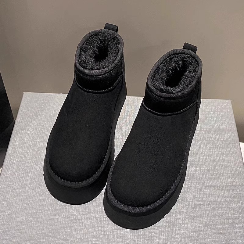 Снежные сапоги Women 2025 Новый зимний пух с толстым дном звезды с наружной водонепроницаемой теплой хлебной хлопчатобумажной обувью - [Толстое дно] Черный/Тридцать шесть.