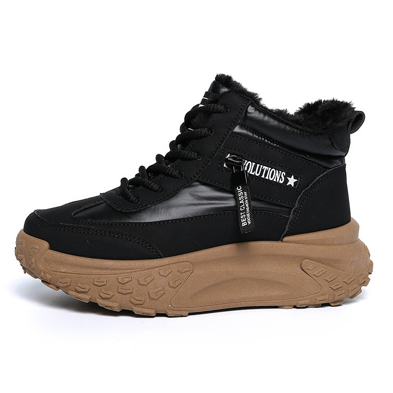 K6727 Снежные сапоги Women Зима 2025 Новая обувь с плюшевым покрытием - чёрный/Тридцать пять.