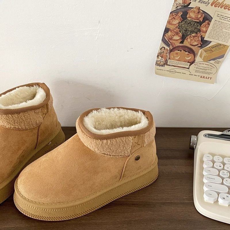 Чжао Луси те же толстые снежные сапоги Woman Winter 2025 с плюшевыми и толстыми северо - восточными хлопчатобумажными туфлями теплые хлебные туфли - коричневый/Тридцать пять.
