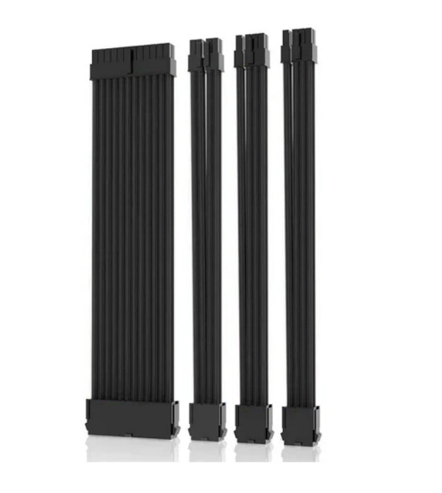 黑色红色白色编网主板24PIN CPU 8PIN 显卡8PIN延长线 30cm 4条装 - 黑色/（4条装）/30cm