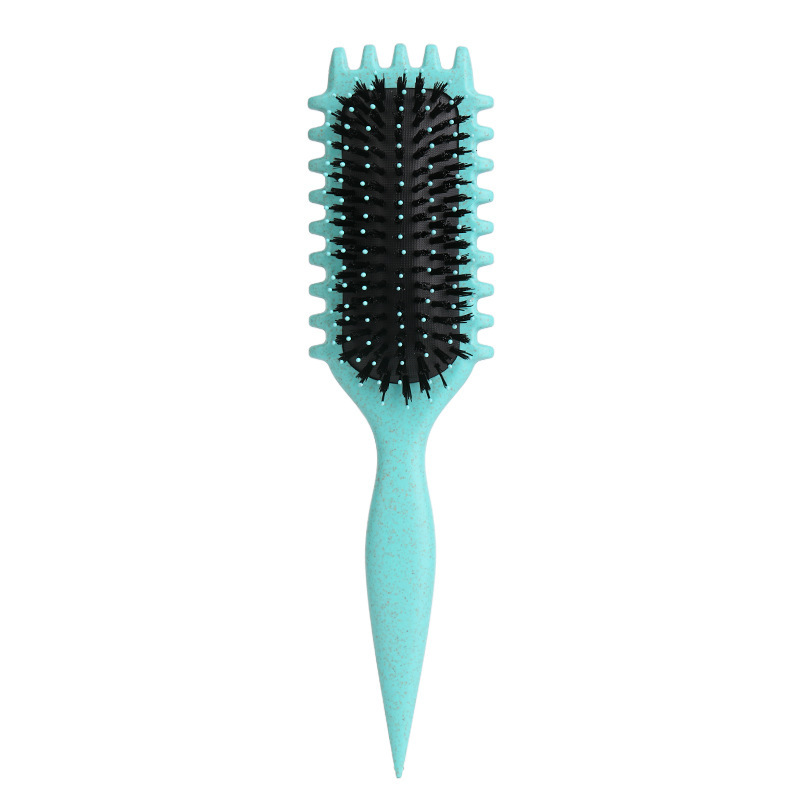 Cross border hot selling pig mane hair Bounce Curl DefineStylingBrush bouncing curly hair comb styling comb - Green bouncing stripe style