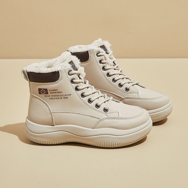 Зимой новые женские туфли с плюшевыми туфлями для детей корейская версия толстые подошвы спортивные толстые теплые хлопчатобумажные туфли короткие сапоги снежные сапоги - Q838 Каши./Тридцать пять.