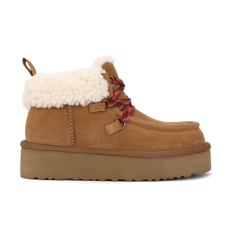 Сампо, овечий мех, толстые подошвы, снежные сапоги, бархатные зимние, теплые, настоящие хлопковые сапоги Пифраки. - каштановый/Тридцать пять.