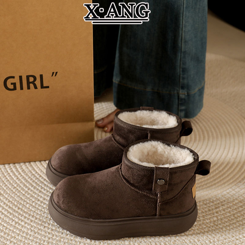 Sangpo спот шерсть овцы в одном снегу сапоги женские противоскользящие водонепроницаемые толстые подошвы с плюшевой толщиной и теплые северо - восточные хлопчатобумажные туфли - Кофейный цвет овечьей шкуры./Тридцать пять.