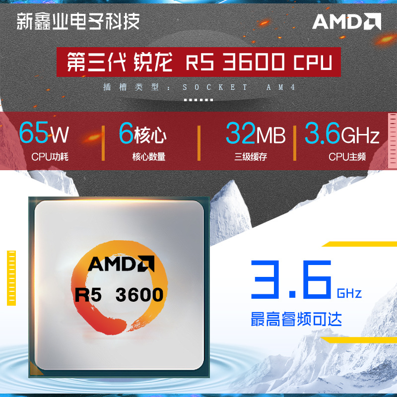Пассивный процессор AMD Ryzen R5 3600 CPU процессор AM4