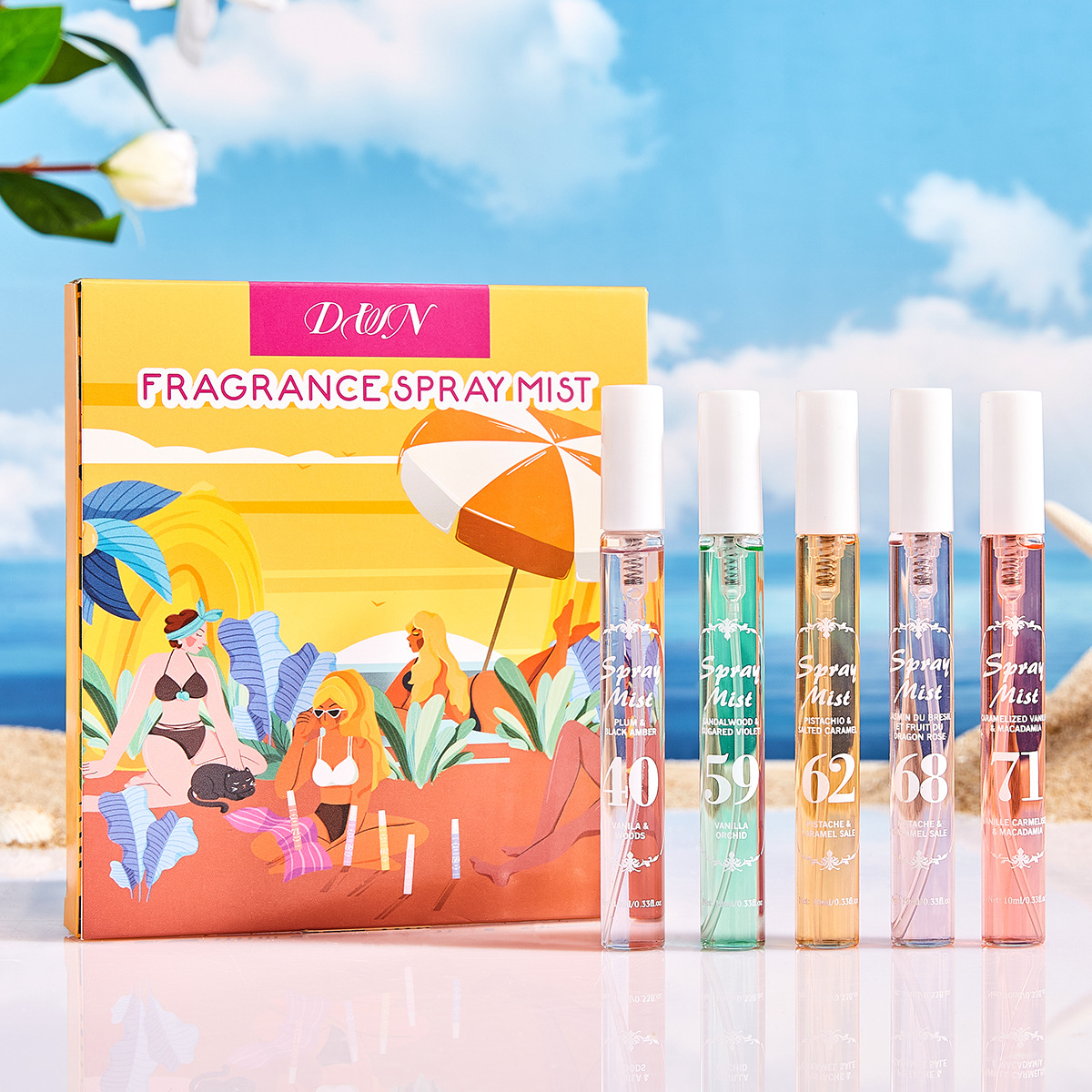 Трансграничный DWN Digital Бразилия 10 - миллиметровый баллончик для атмосферного распыления Безалкогольный песчаный пляж Кокосовые орехи стойкий аромат - Комплект DWN712 10 мл