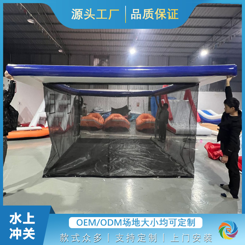 定制充气休闲浮台游艇停靠码头水上平台跨境水上伸缩梯水上浮台